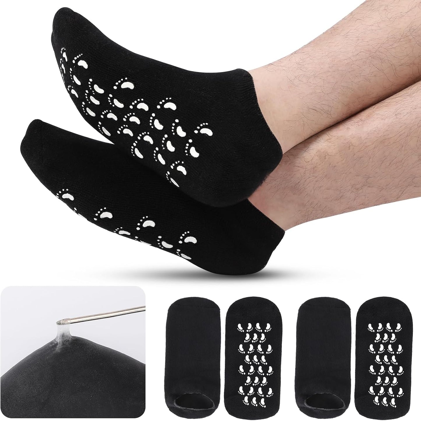 Silicone Moisturizing Socks for Men - Soft Foot Care for Dry, Cracked Feet | Size L (11”)