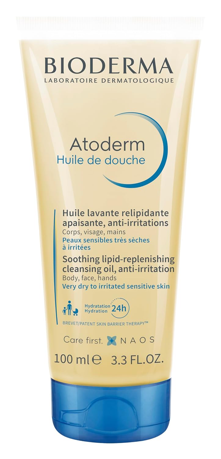 Bioderma Atoderm Shower Oil - Nourishing Cleansing Oil for Dry & Sensitive Skin | Family Size 16.7 oz