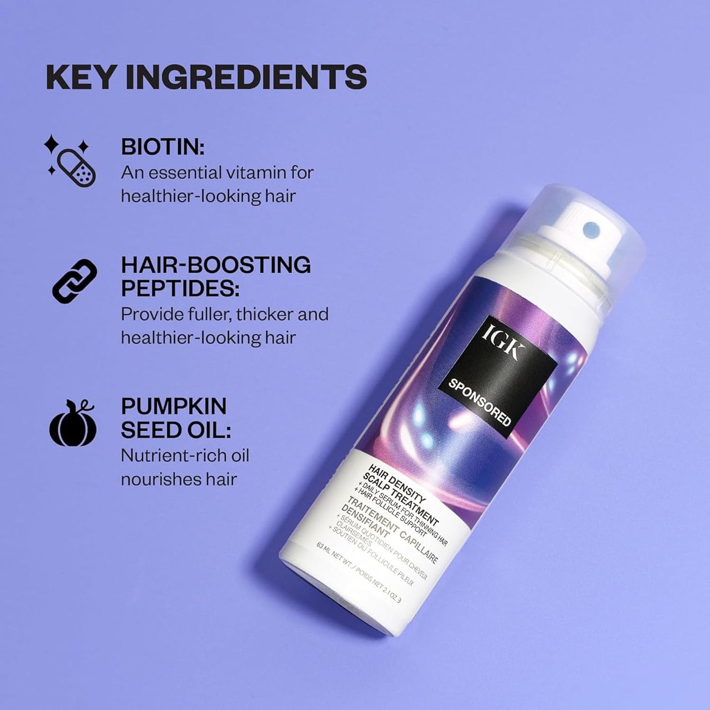 IGK Scalp Treatment for Hair Growth - Thickening Serum for Thinning Hair | Clinically Tested 2.1 Oz