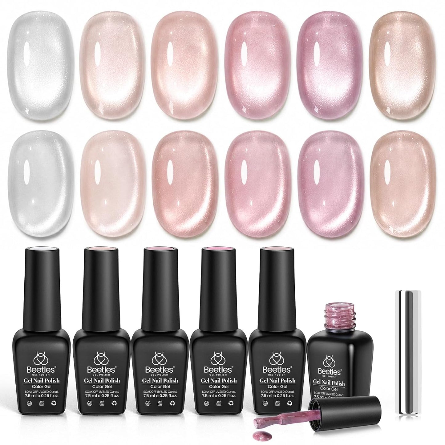 Beetles Gel Nail Polish Kit - 6 Soak Off UV Colors | Long-Lasting Glossy Finish for Salon & Home Manicure