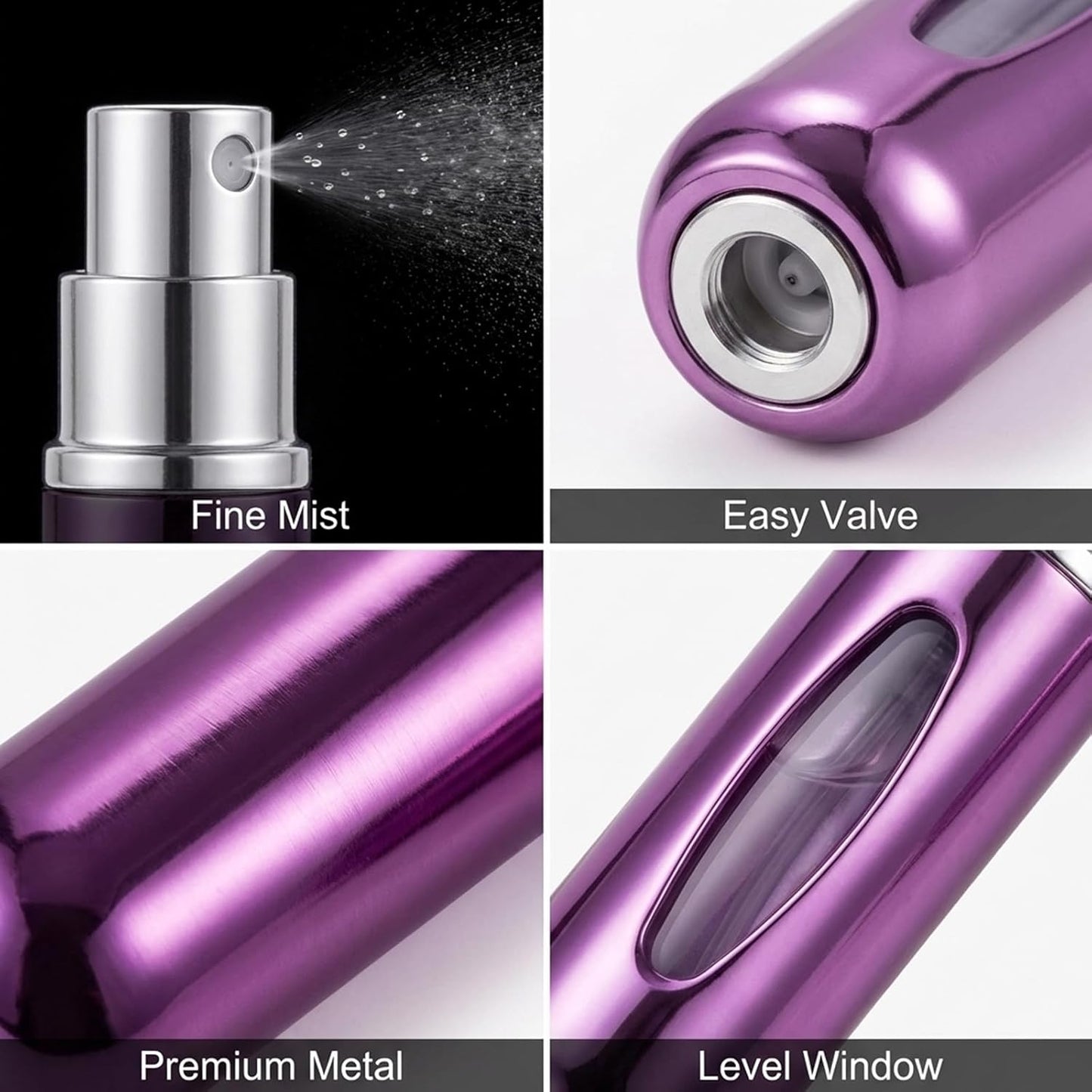Portable Perfume Atomizer Bottle - Refillable 5ml Mini Spray for Travel | 4-Pack for Men & Women