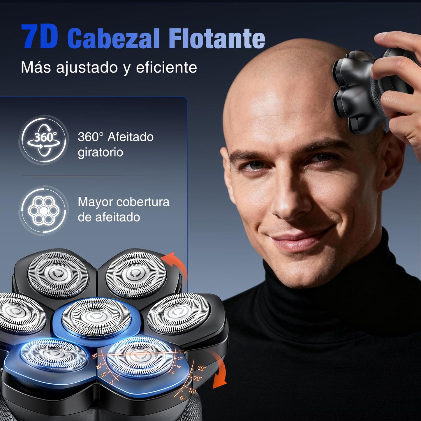 7D Head Shavers for Bald Men - 2026 New Dual Speed Electric Shaver, Bald Head Shaver with Magnetic Shaver Head IPX6 Waterproof Wet/Dry Use Shaving Balding Clipper LED Display Ink Black