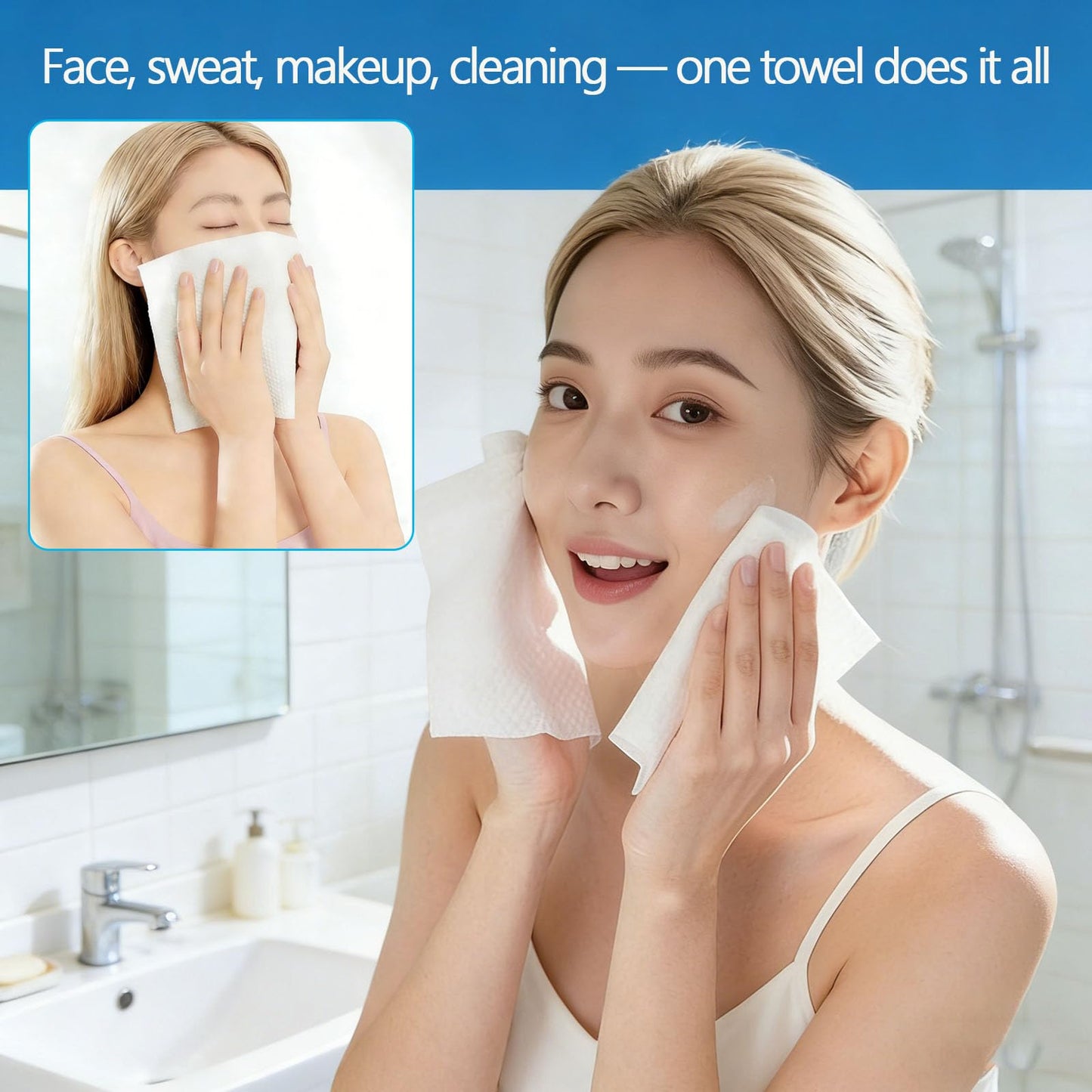 Disposable face towel travel cloths Hot face towel washing face towelettes disposable Suitable for use with Smart Towel Dispenser machines or manual soaking（80PCS）