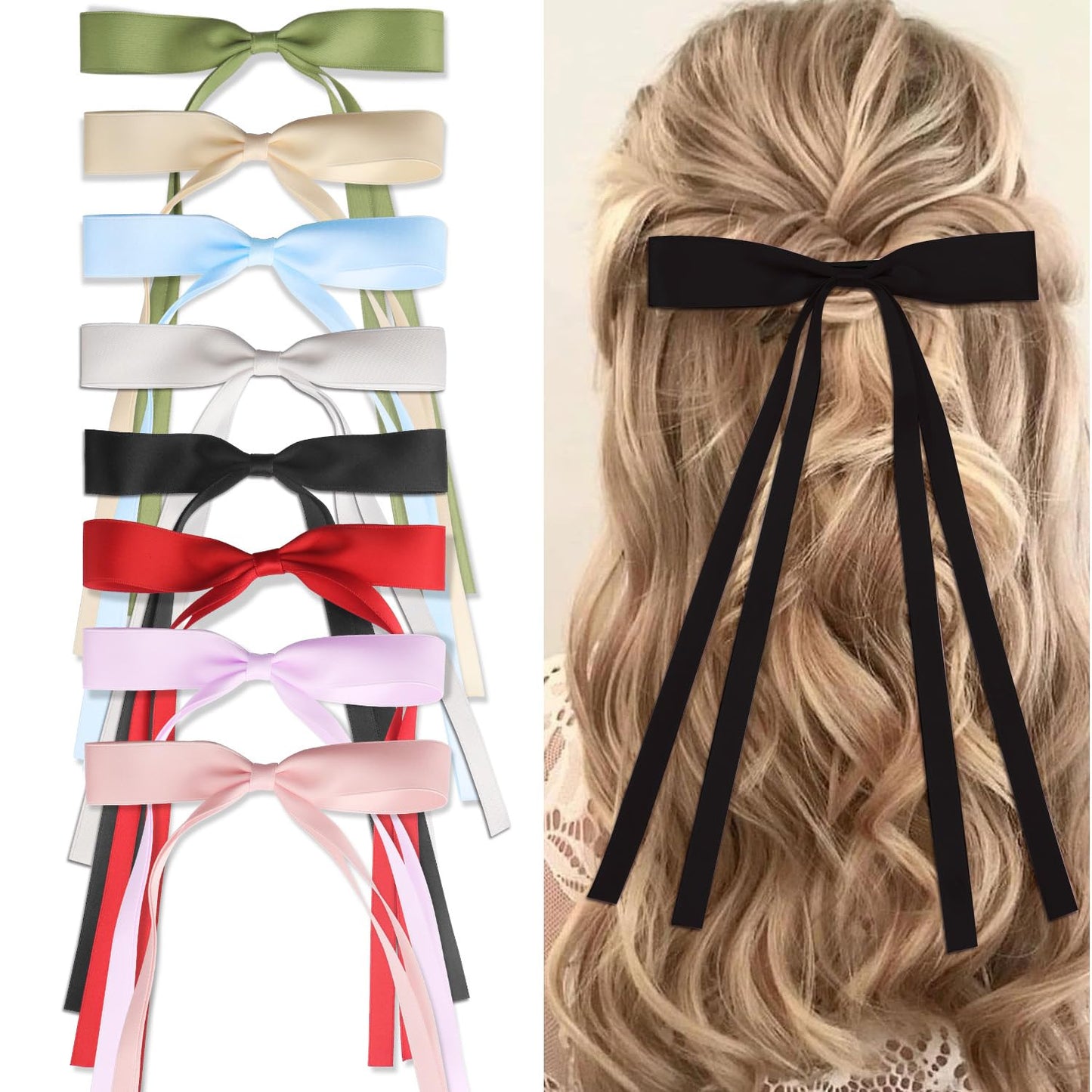 Tassel Hair Bow Clips - 8PCS Cute Long Hair Accessories | Bowknot Barrettes for Girls & Teens