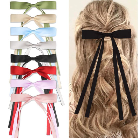 Tassel Hair Bow Clips - 8PCS Cute Long Hair Accessories | Bowknot Barrettes for Girls & Teens