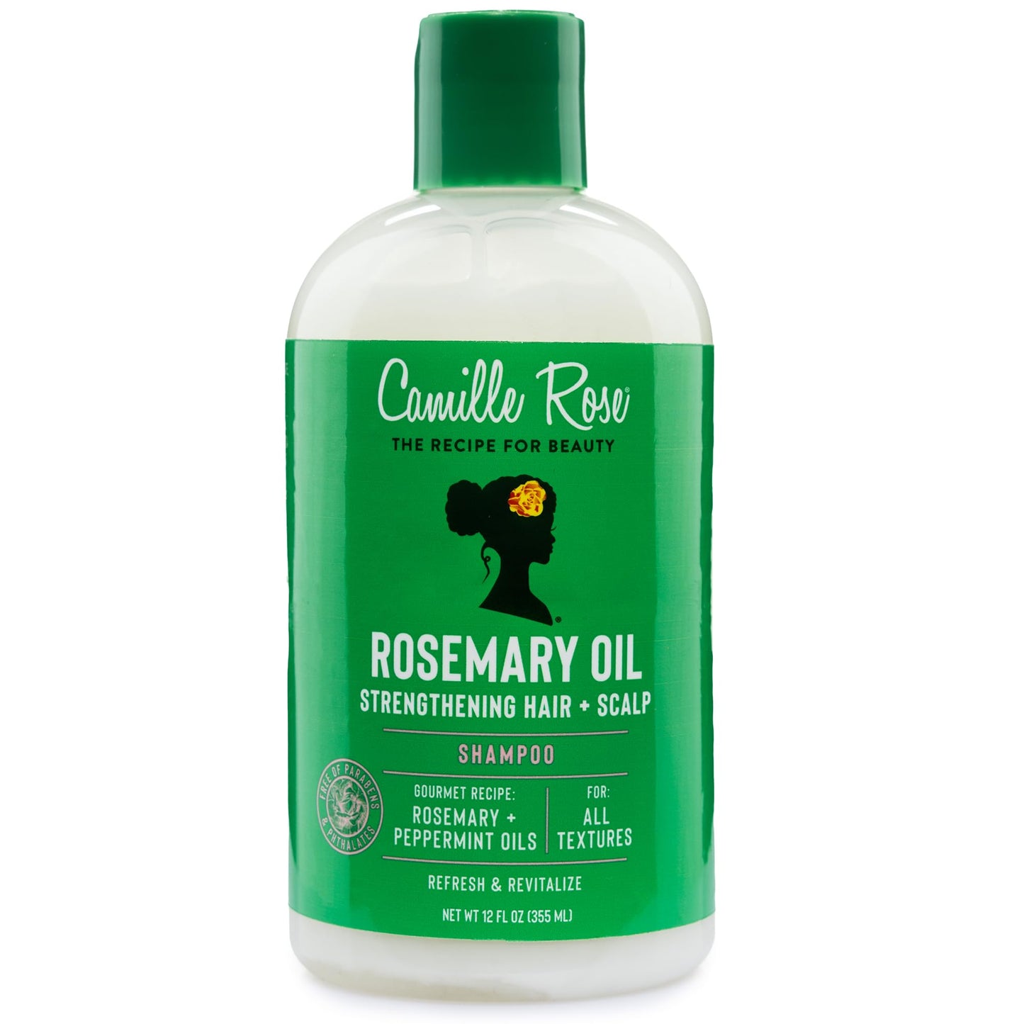 Camille Rose Shampoo, Rosemary Oil Strengthening Hair + Scalp – Helps Remove Build Up from Hair Products, Supports the Look of Thicker, Stronger Growth, 12 Oz