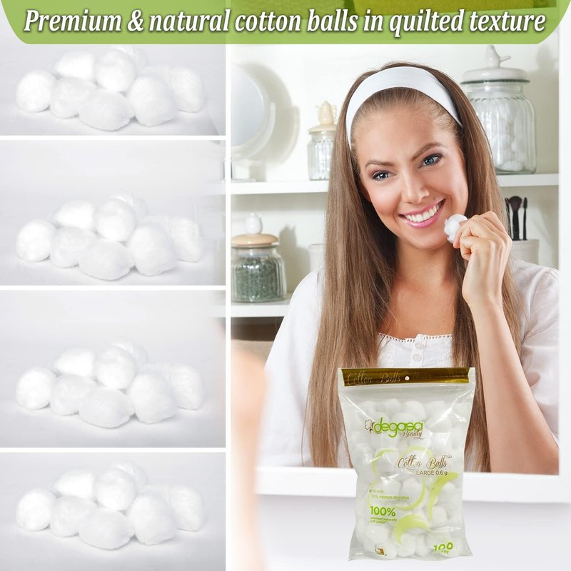 Jumbo Cotton Balls - Multi-Purpose Soft Natural Cotton for Facial Treatments & Makeup Removal | 70 Count