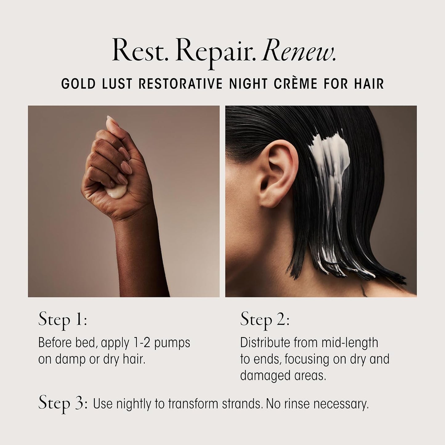 Oribe Gold Lust Night Cream - Overnight Leave-In Treatment for Damaged Hair | Repairs Split Ends & Restores Shine - 5 oz