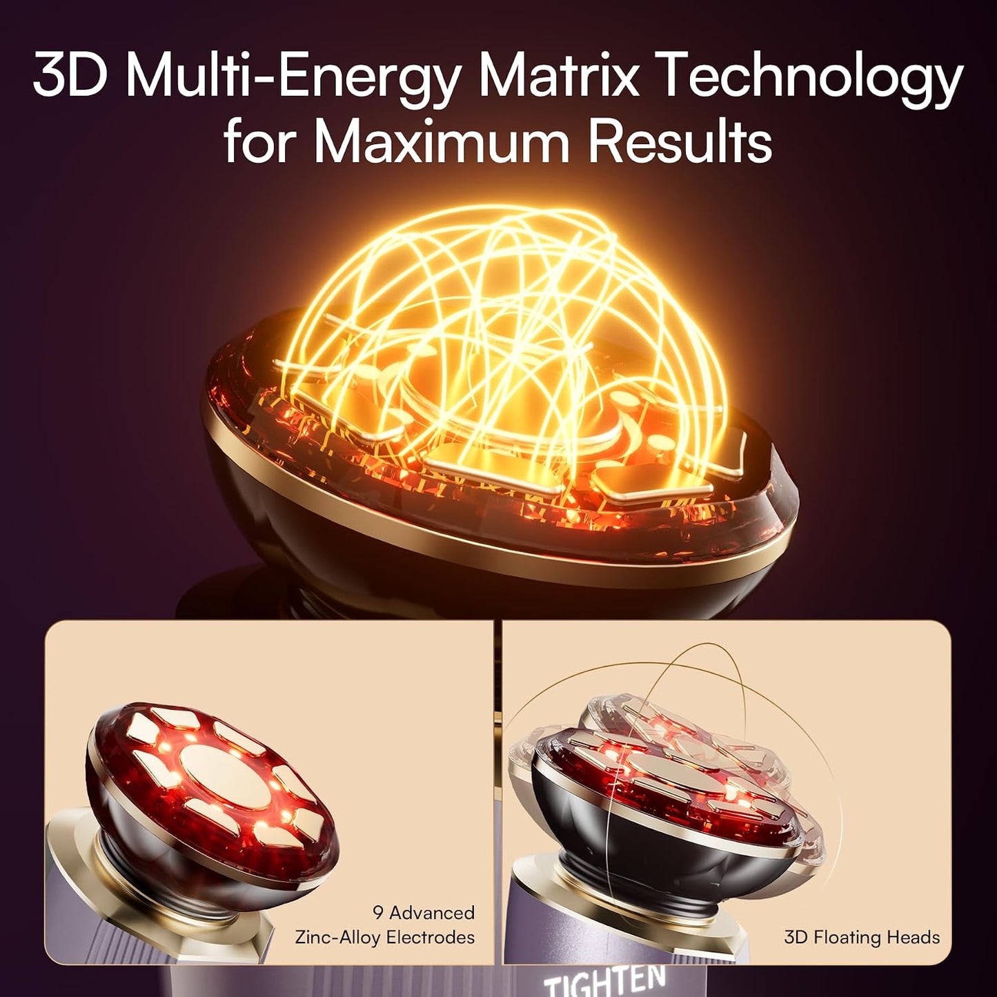 INIA Microcurrent Facial Device - 3-in-1 Red Light Therapy Massager for Puffiness, Firming & Smoothing | Heat & Vibration