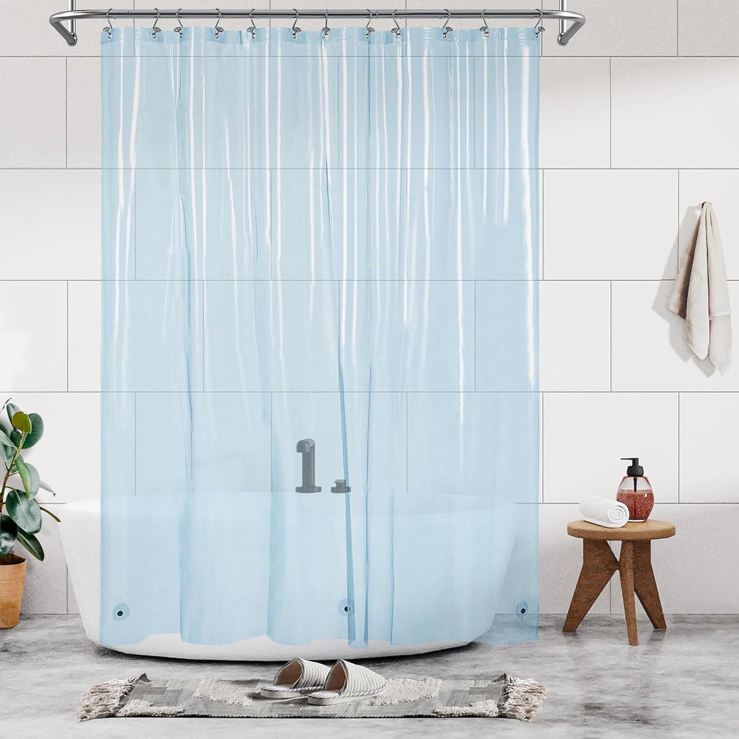 Clear Plastic Shower Liner - Premium Waterproof PEVA Curtain with Rustproof Grommets & 3 Magnets | Standard Size