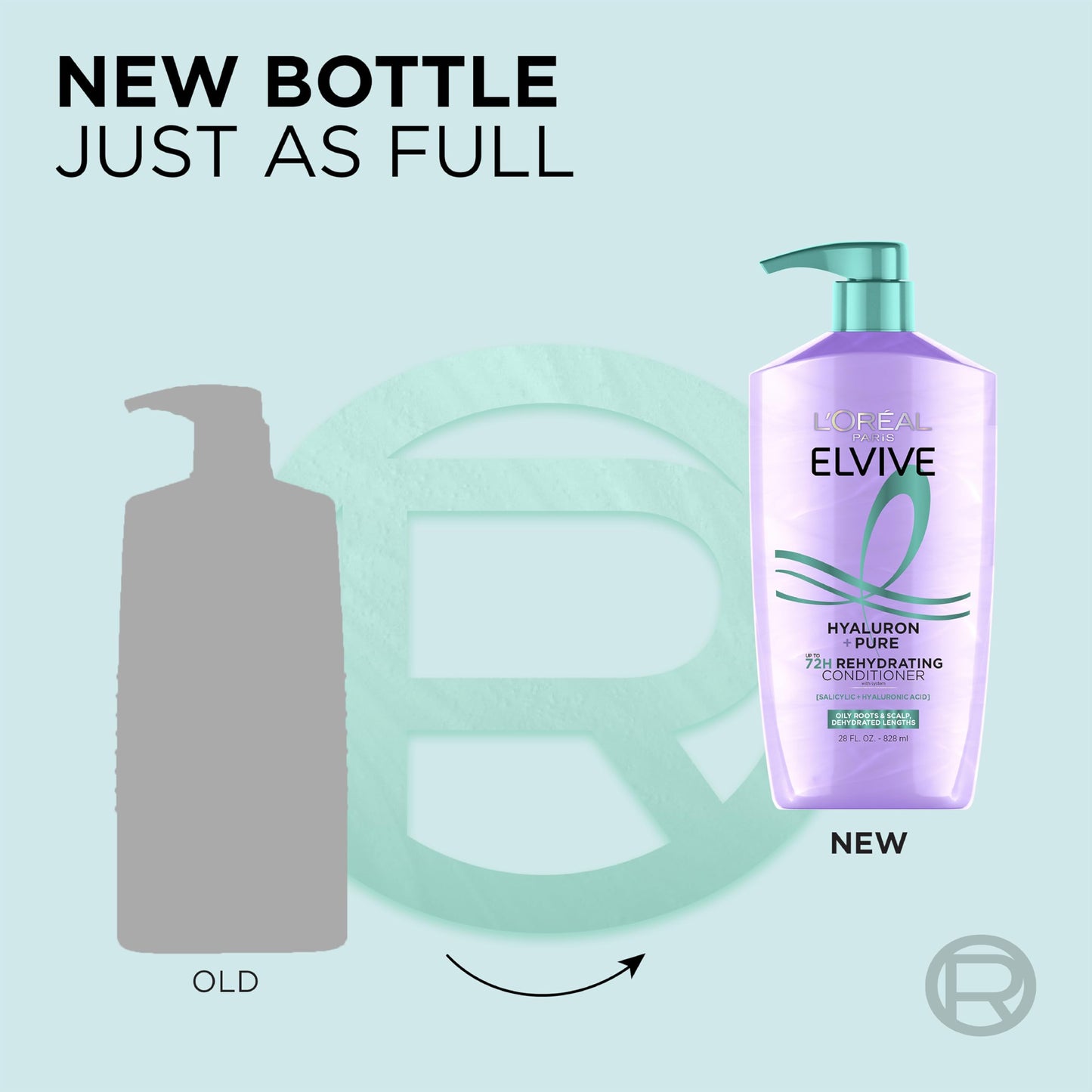 L'Oreal Paris Elvive Hyaluron + Pure 72H Rehydrating Conditioner for Oily Hair, Hair Conditioner with Salicylic and Hyaluronic Acid, 28 Fl Oz