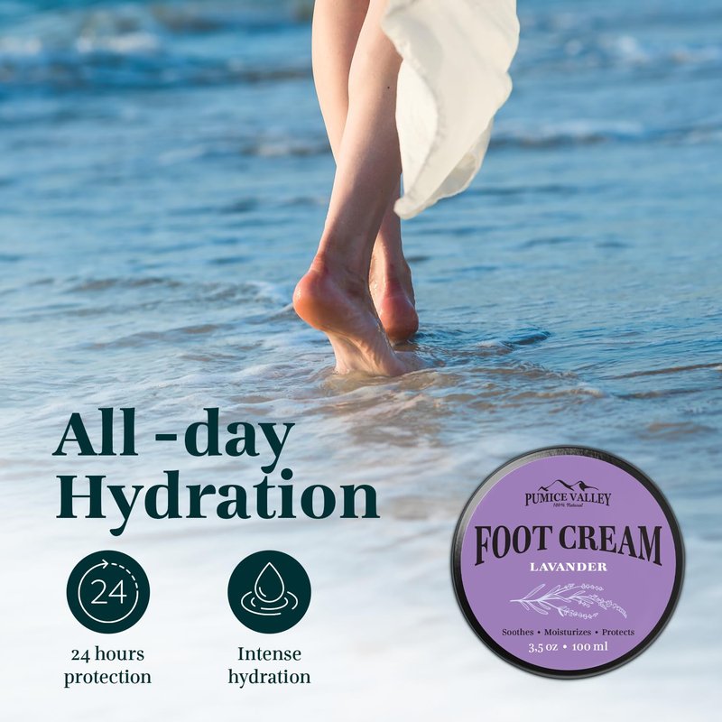 Pumice Valley Foot Balm Cream - Natural Moisturizer for Dry Cracked Heels | 2 Pack Lavender