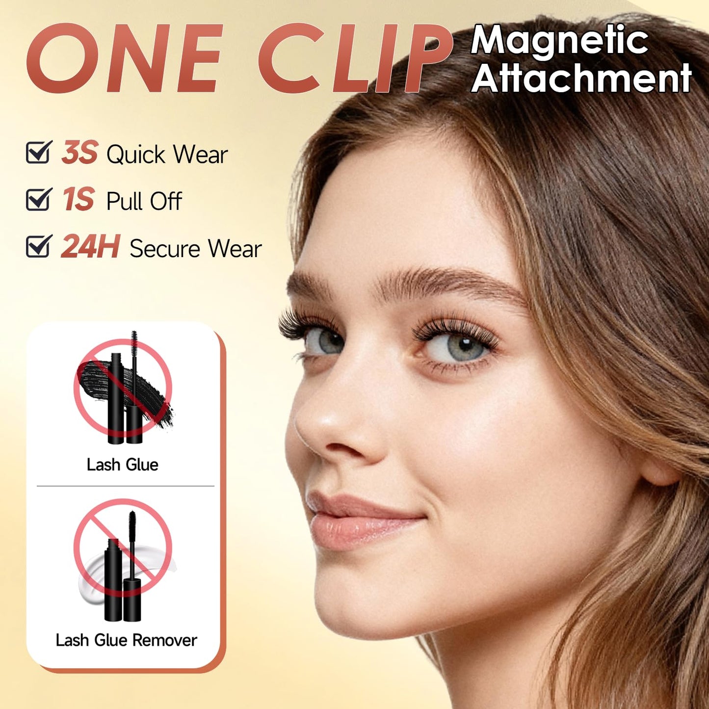 Magnetic Eyelashes Kit with Applicator – No Glue, No Eyeliner Needed, Reusable Natural Look False Lashes, Lightweight & Comfortable, Easy to Apply for Beginners
