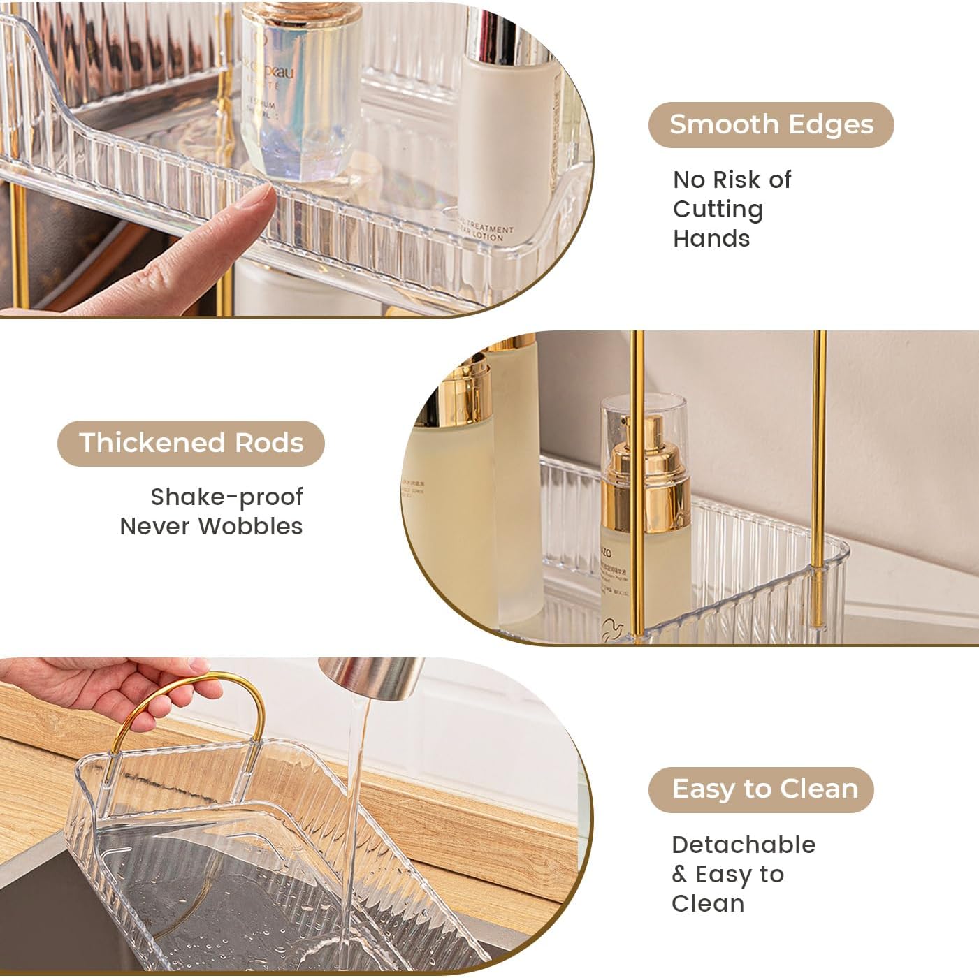 Aveniee Bathroom Counter Organizer - 3 Tier Perfume & Skincare Storage Shelf | Clear Vanity Makeup Tray