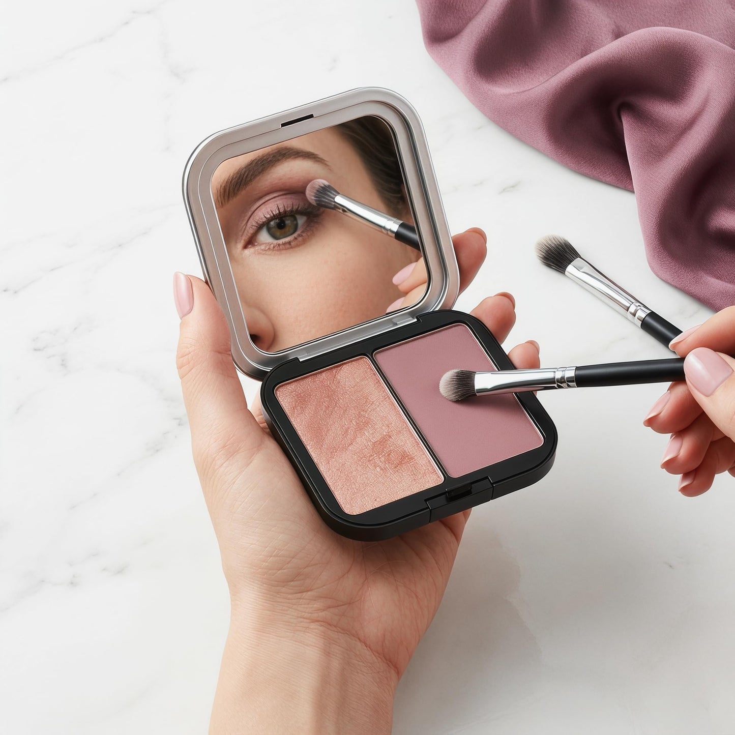 KALLORY 2 Pcs Empty Magnetic Eyeshadow Palettes with Mirror, Refillable Eyeshadow Case for DIY Cosmetics - Lipstick, Blush, Highlighter