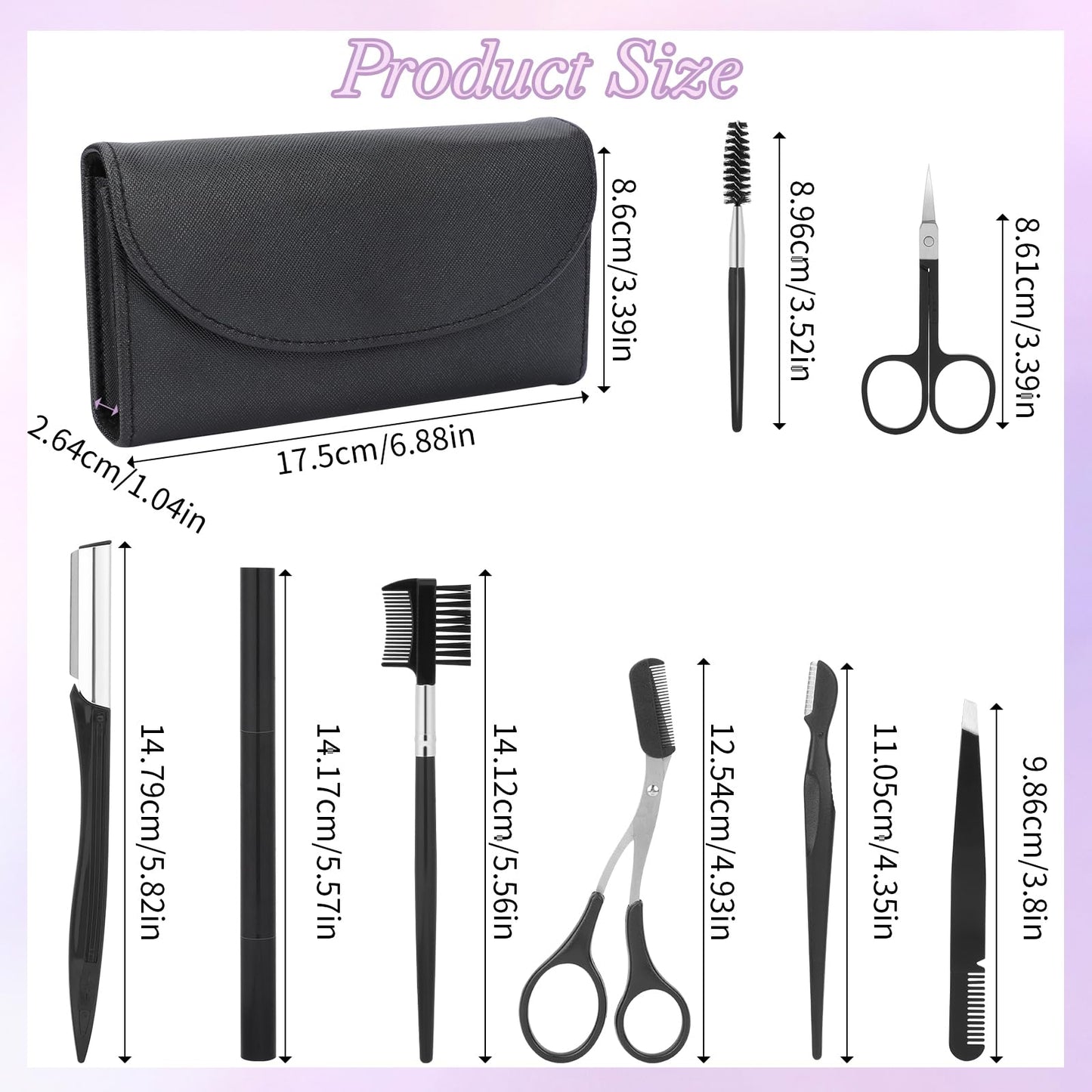 Professional Eyebrow Shaping Grooming Kit,8PCS/SET Eyebrow Grooming Kit with Leather Bag Eyebrow Trimming Kit With Razor Eyebrow Scissors Eyebrow Brush for Women & Men(Black)