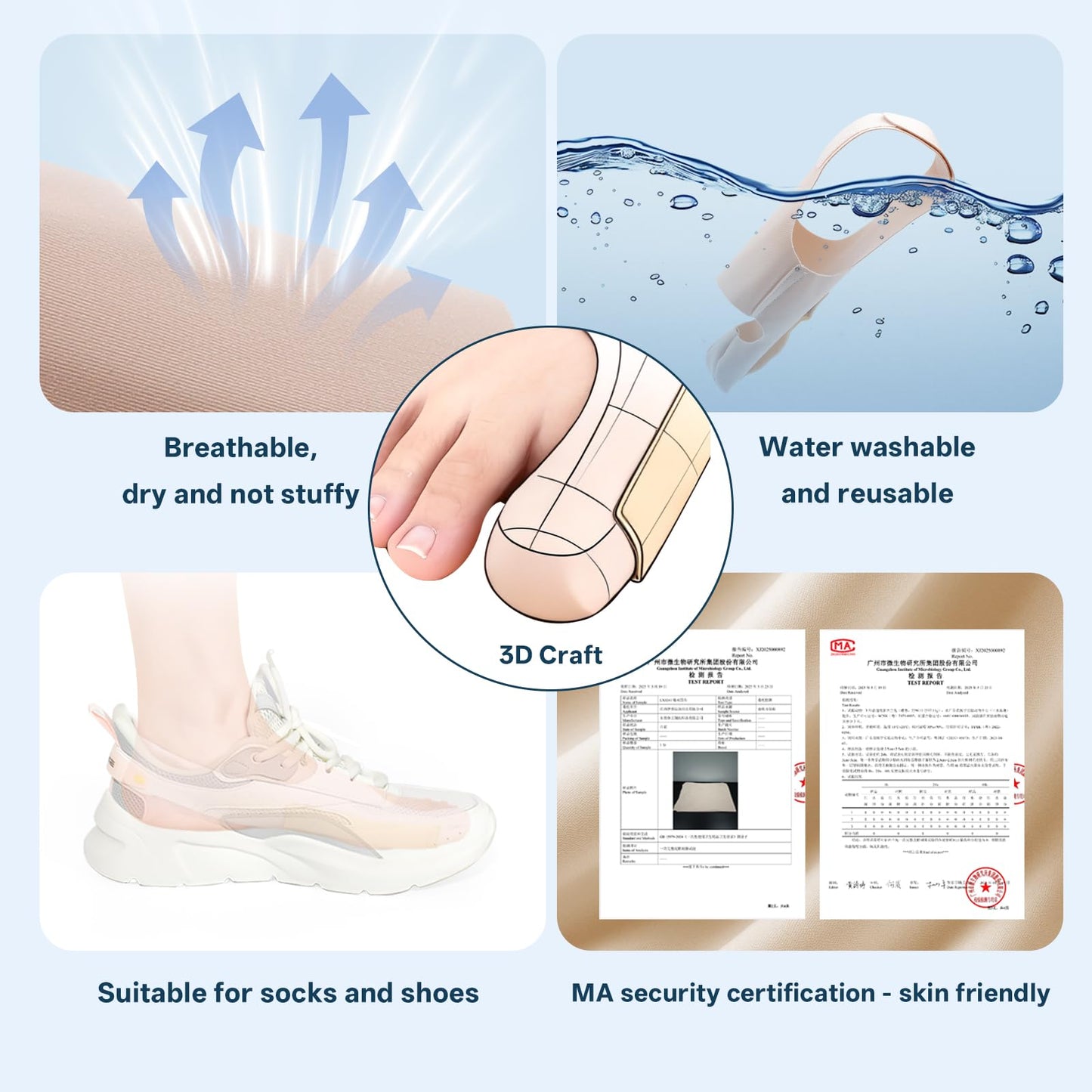 Kyuijctan Adjustable Bunion Corrector for Women & Men, Soft and Confortable Big Toe Straightener, Fits in Shoes & Socks for Pain Relief and Hallux Valgus, Designed for Day & Night Wear(1 Pair,M)