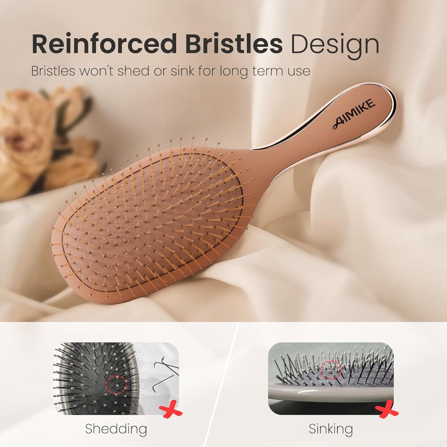 Mocha Mousse Detangler Brush - Pain-Free Hair Detangling with Ultra-Soft FlexGlide Bristles | Ideal for Thin Fine Hair