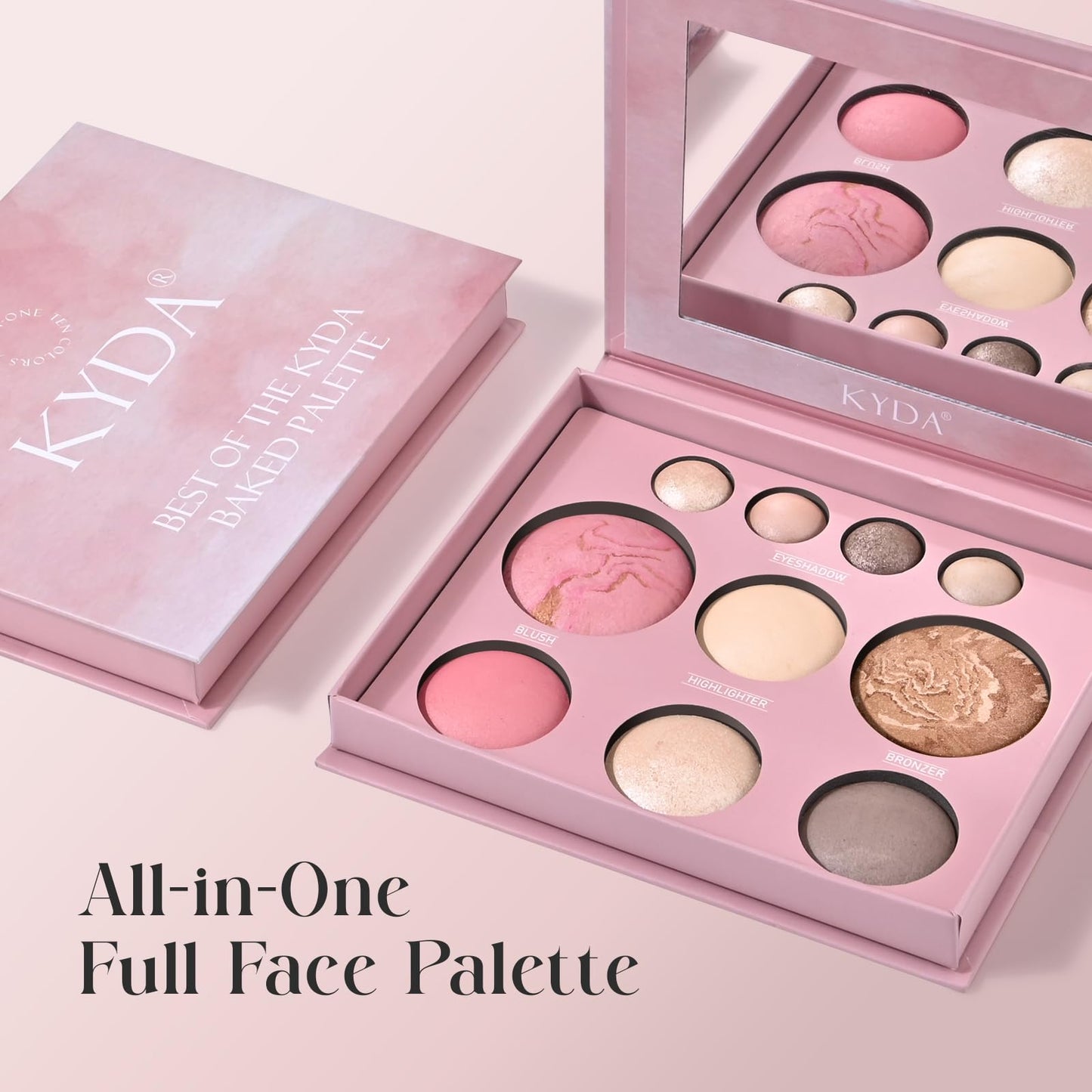 10 Color The Best of the Baked Makeup Palette, Full Size 4-in-1 Baked Powder Palette with Blush, Highlighters, Bronzer and 4 Eyeshadows, Travel-Friendly Compact, Highly Pigmented, Long Lasting