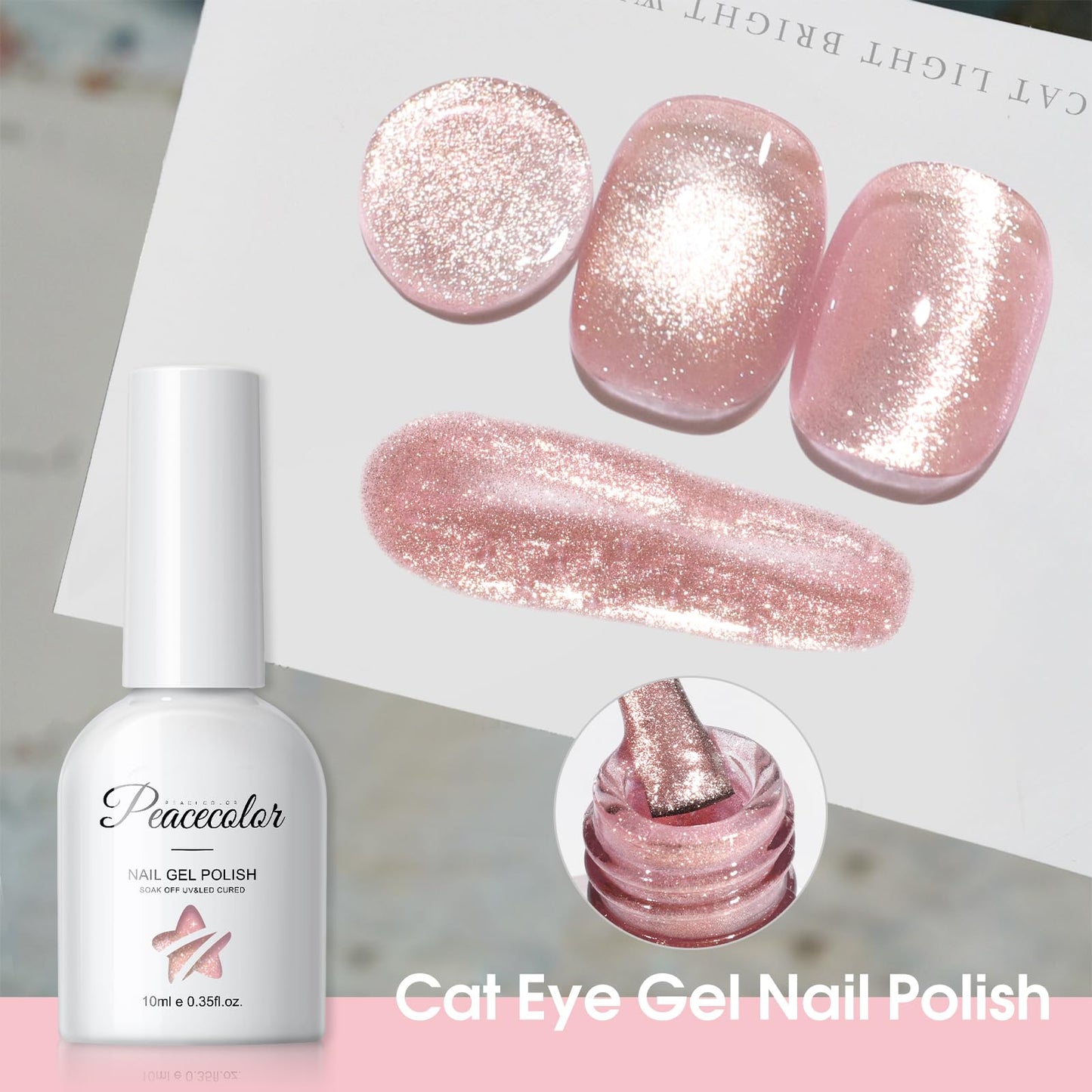 PEACECOLOR Brown Cat Eye Gel Nail Polish Set, 6pcs10ML Brown Red Milky Pink Nude Fall Jelly Gel Manicure Kit Nail Art DIY at Home Gifts for Women