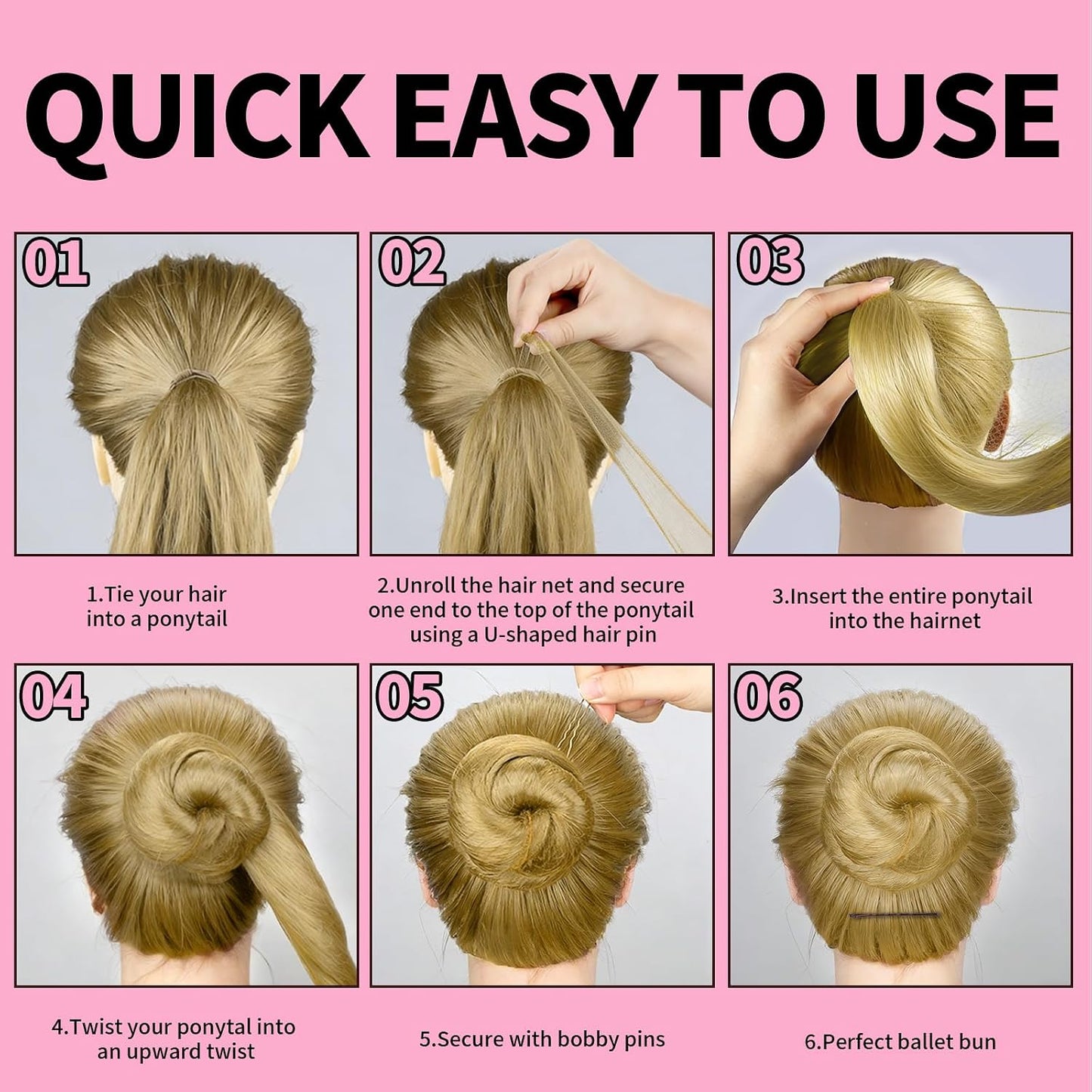 Hair Net Set - 20 Individually Packaged 20-Inch Hair Nets & 40 Hair Pins for Women | Dark Blonde Hair Bun Maker