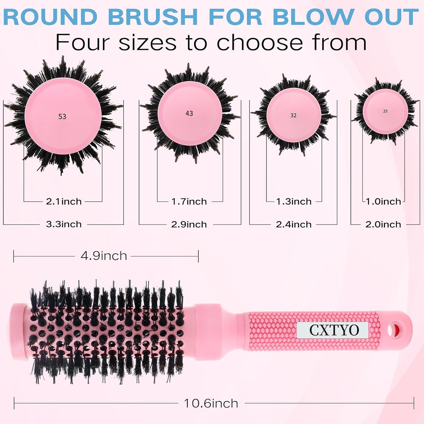 Round Brush for Blowouts - Small Nano Thermal Ceramic Hair Brush for Short Hair | Quick Drying & Salon Styling (2.4 Inch)