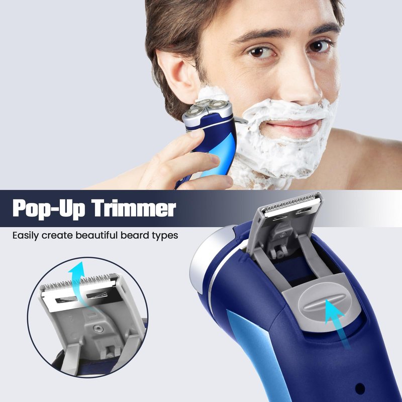 Electric Razor for Men, Rechargeable Electric Shavers for Men Face,LED Display,Wet/Dry Waterproof Men's Electric shavers, Cordless Razor with Pop Up Trimmer