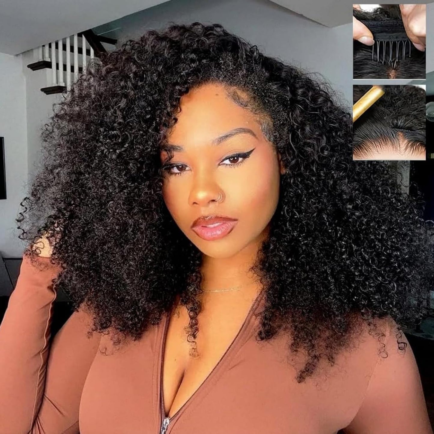 Burmese Curly Half Wig - 200 Density Human Hair | Beginner-Friendly 12 Inch Flip Over Design