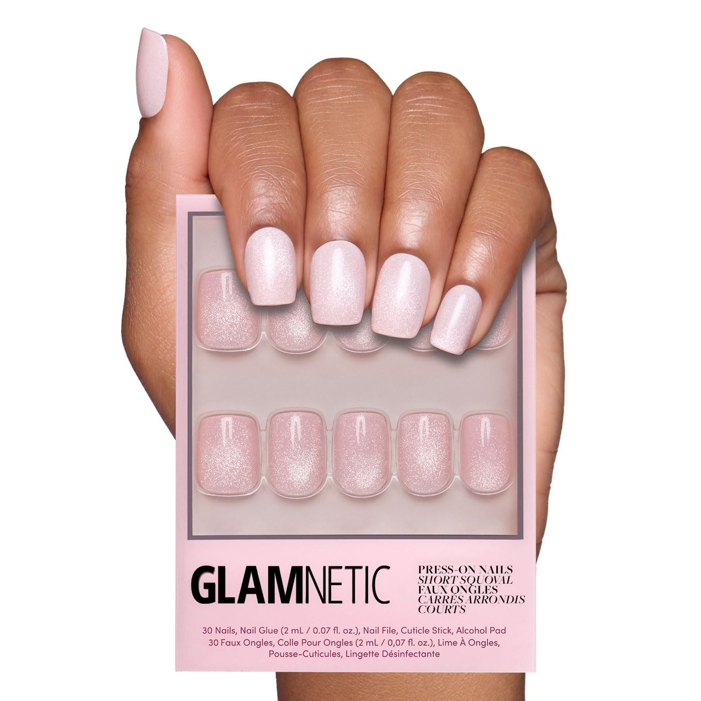 Glamnetic Press On Nails - Lush Coral | Short Oval Fake Nails with Glazed Finish | 30 Nail Kit in 15 Sizes