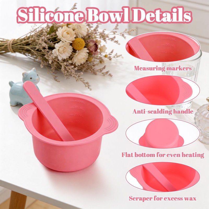Classicseali 2PCS Wax Silicone Bowl,Wax Warmer Silicone Liner with 2 Silicones Waxes Sticks,Silicones Waxe Pot Liners,for Preparing Powders,Making DIY Face Masks,Mixing Pigments,and Hair Dyes