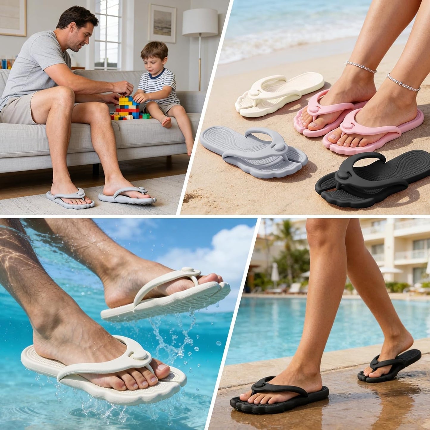 Flip Flops for Women & Men - Lightweight Non-Slip Travel Slippers | Quick Dry Shower & Beach Sandals