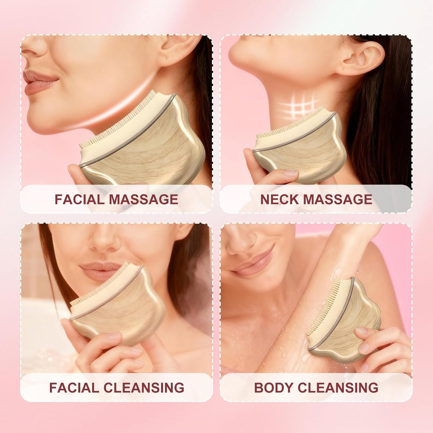 Lymphatic Contour Face Brush - Silicone Cleansing Tool for Anti-Puffiness & Jawline Sculpting | Improves Skin Glow & Absorption