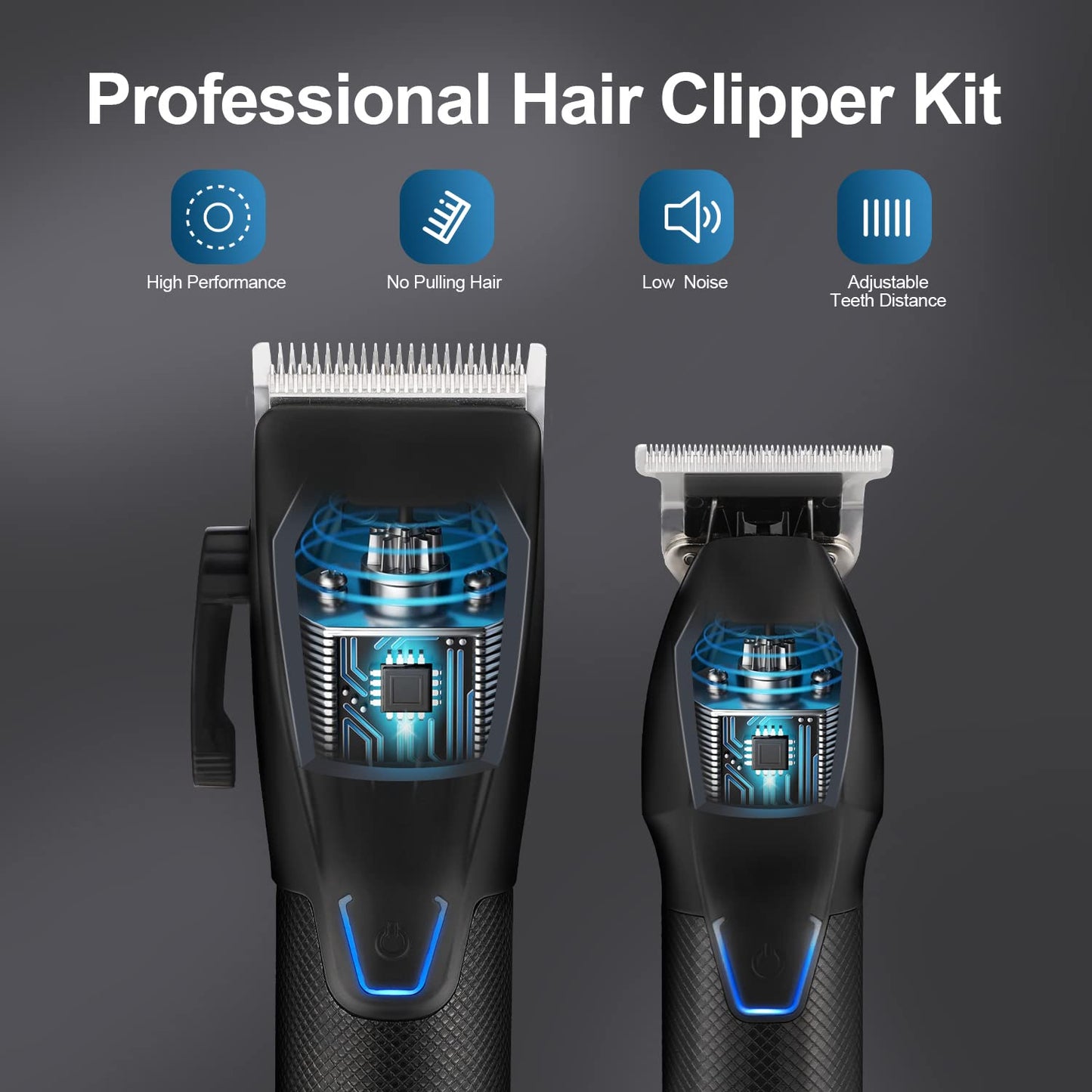 Dumite Professional Hair Clippers Trimmer Kit,Cordless Hair Clippers for Men,Barber Fading Clipper and Zero Gap T-Blade Trimmer Set with LED Display for Mens Gifts (Black)