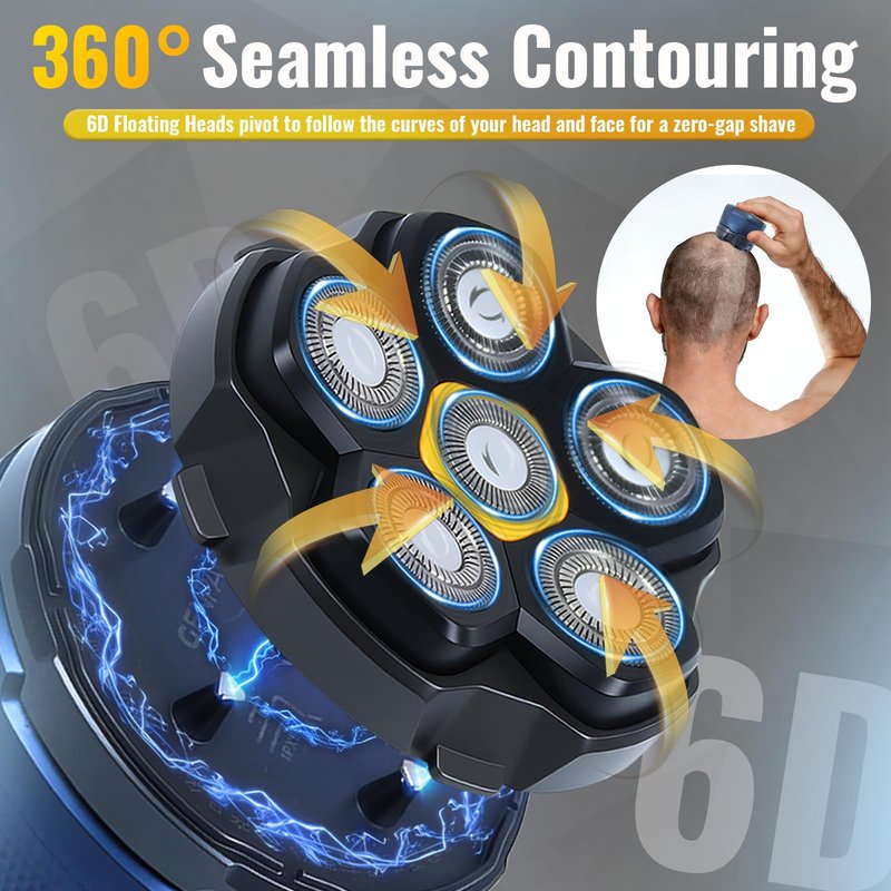 Magnetic 6D Shaver Replacement Heads – Universal Compatible with Kensen,DOAO,NIWUIO,Ufree,Solimpia & Most Most 6D Magnetic Electric Shavers for Bald Men & Face Shaving (2-Pack)