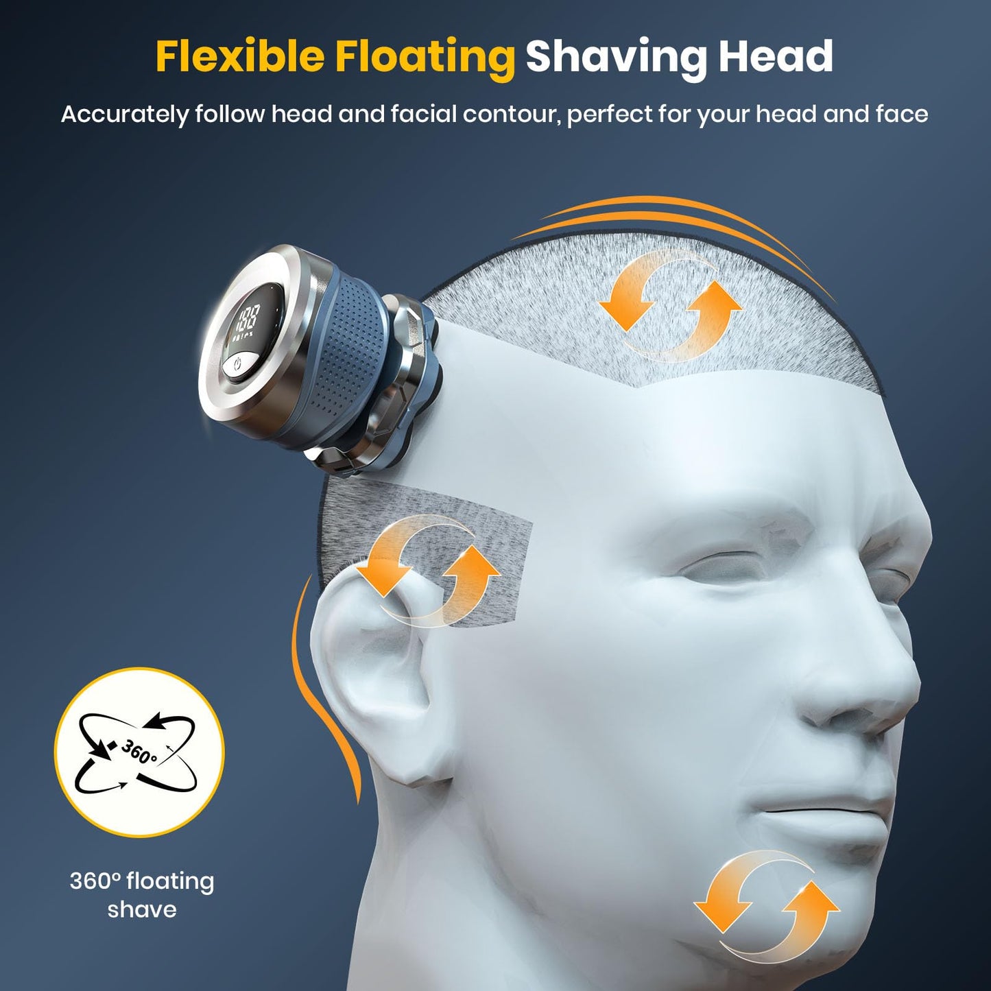 TLMUSE 7D Head Shaver with a Travel Case, 2026 Upgraded Magnetic Head Shavers for Bald Men, IPX7 Waterproof Wet/Dry Electric Razor Men, Rechargeable Shavers for Scalp/Face/Beard/Body