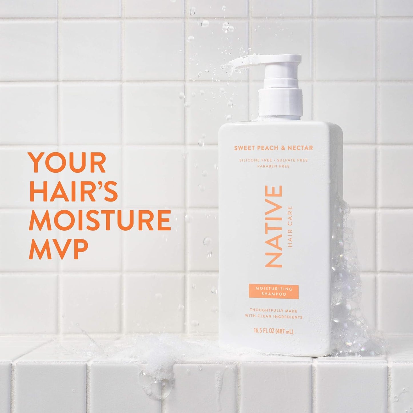 Moisturizing Shampoo - Sweet Peach & Nectar | Hydrating Formula, 16.5 Fl Oz