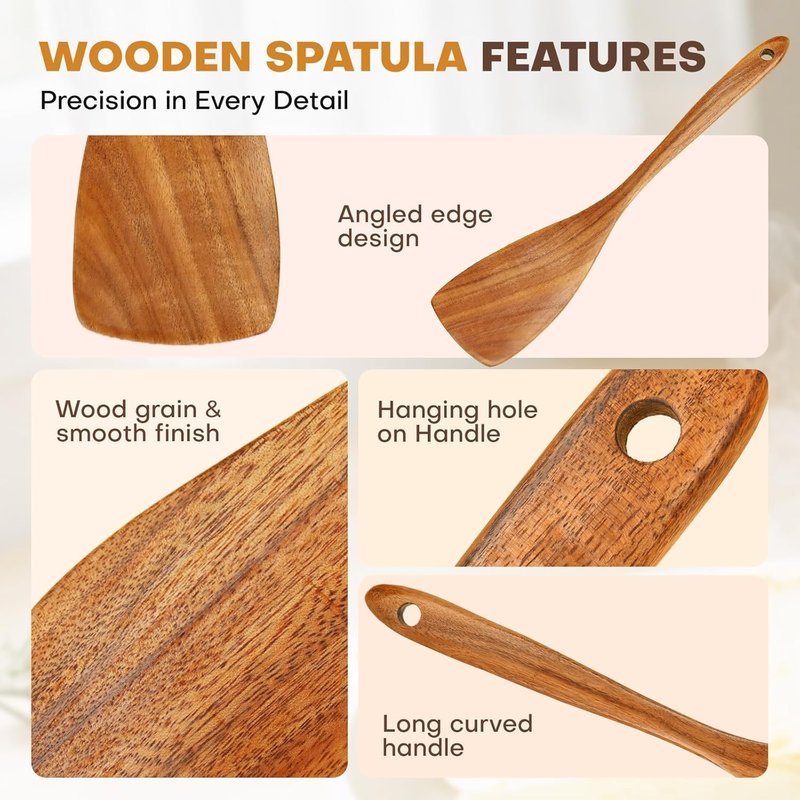 Flat Edge Cooking Spatula - Smooth Handle Utensil for Flipping & Serving | Brown Color