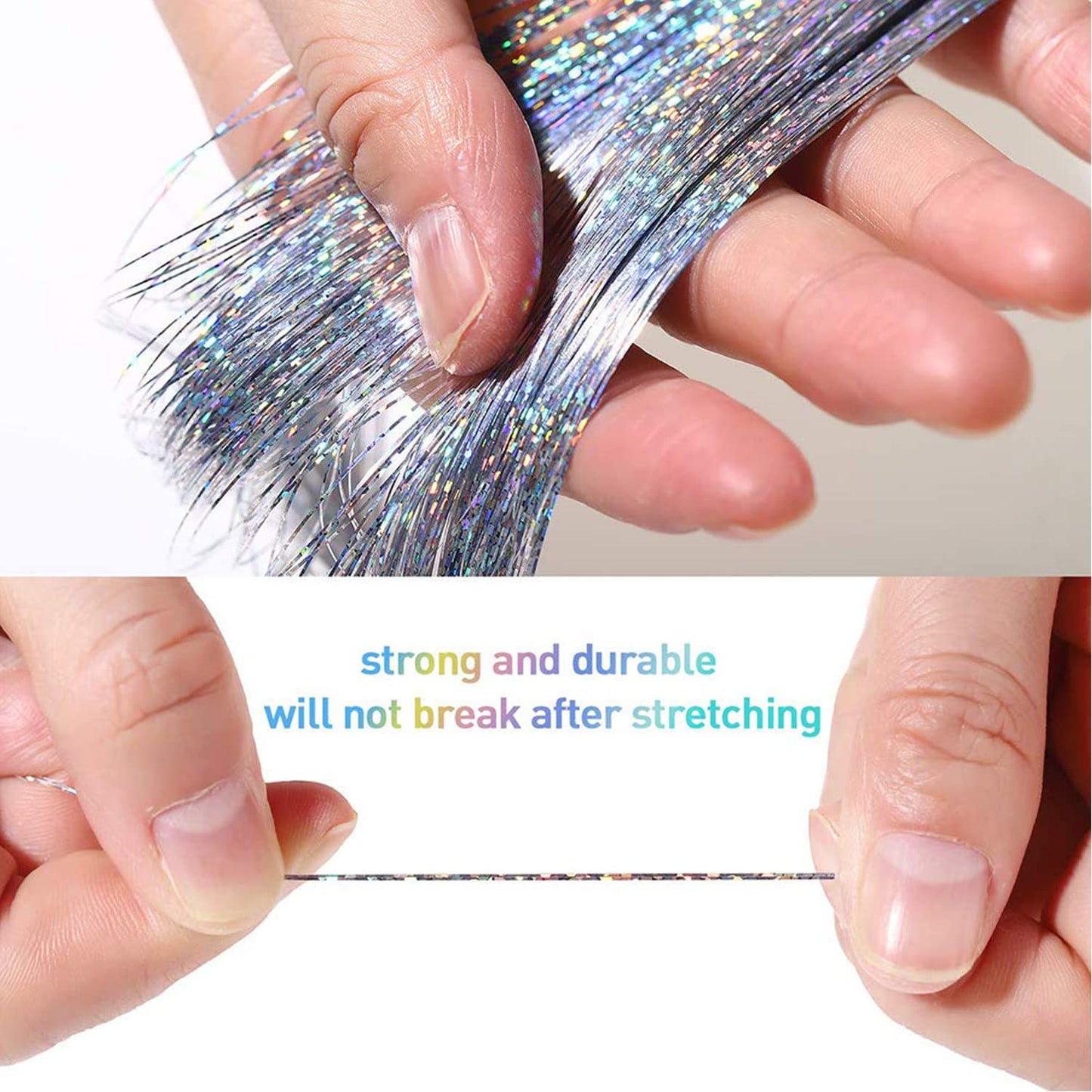 Hair Tinsel 16 Colors 3200 Strands Glitter Tinsel Hair Extensions Kit with Tools Heat Resistant Sparkling Shiny Fairy Hair Accessories for Girl Kid Women 50 Inch