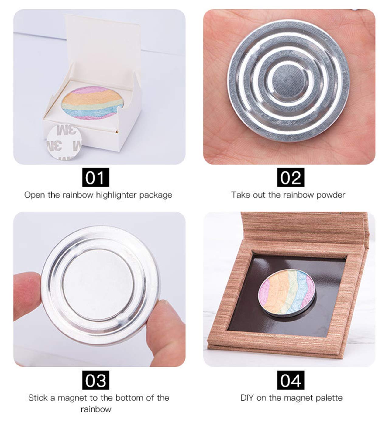 FantasyDay 3D Baked Rainbow Highlighter Eyeshadow Palette - 6 Vibrant Colors for Stunning Makeup Looks