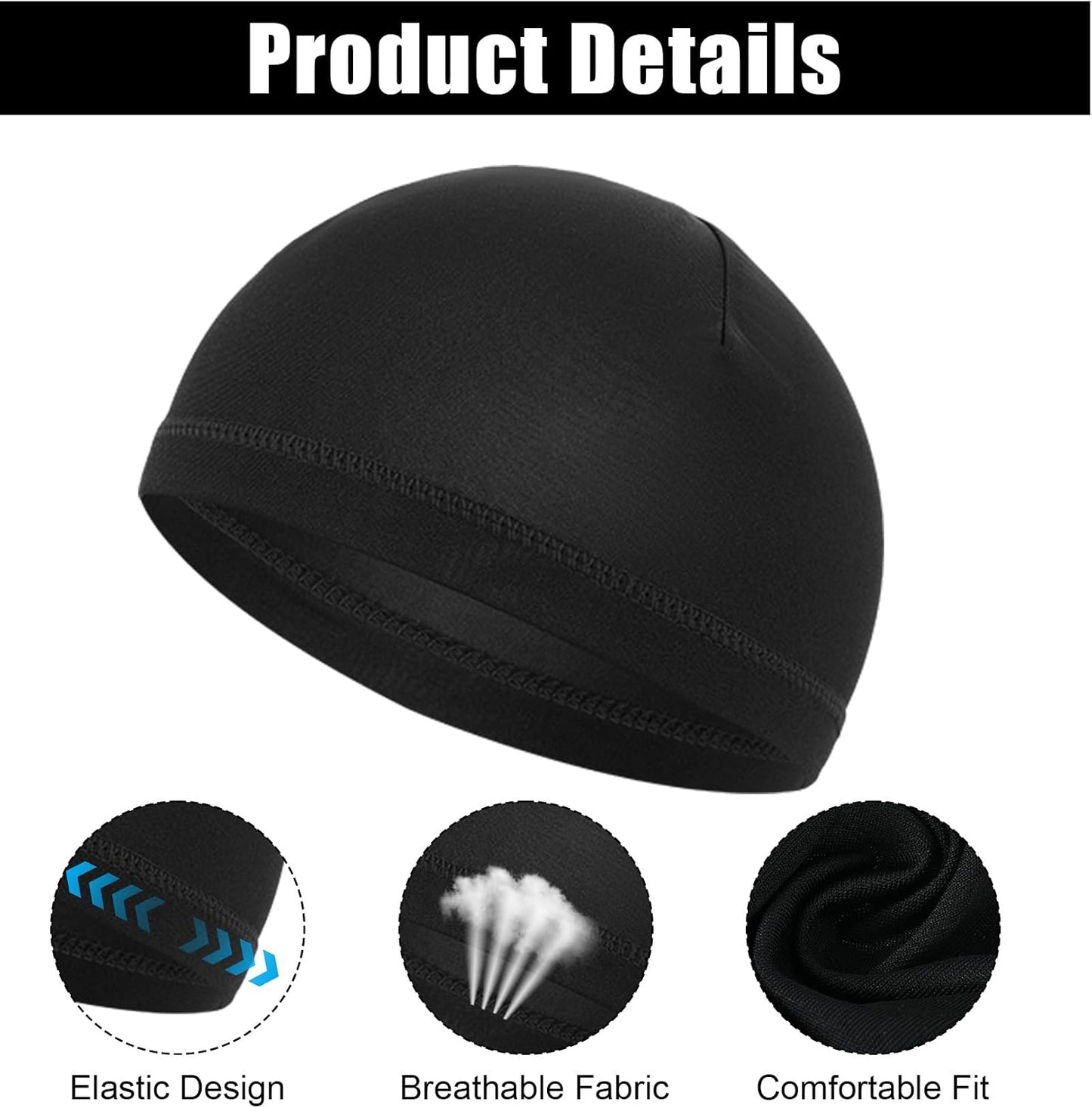 Wave Cap for Men - Breathable Sleep & Sport Skull Hat | 4-Pack, Sweat Absorbent