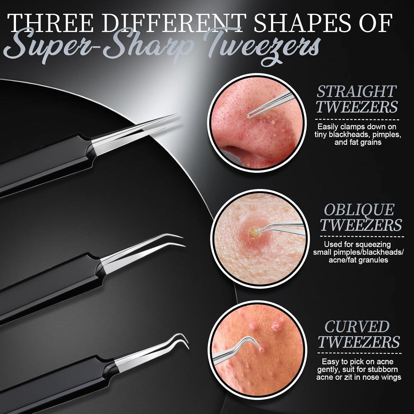 Blackhead Remover Tool Kit - 9 Pcs Stainless Steel Comedone Extractor for Acne, Pimples & Whiteheads | Facial Care Tools