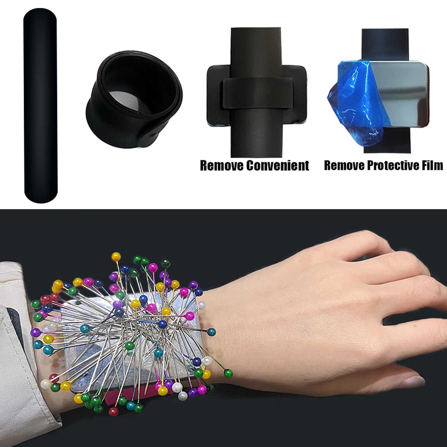 Magnetic Wristband for Hair Stylist, 10 Pieces Hair Braiding Tool with Edge ＆Teasing Brush, Rat Tail Comb ＆Alligator Clip, Braider Wristband for Black Hair, Silicone Sewing Pincushion (Hot Pink)