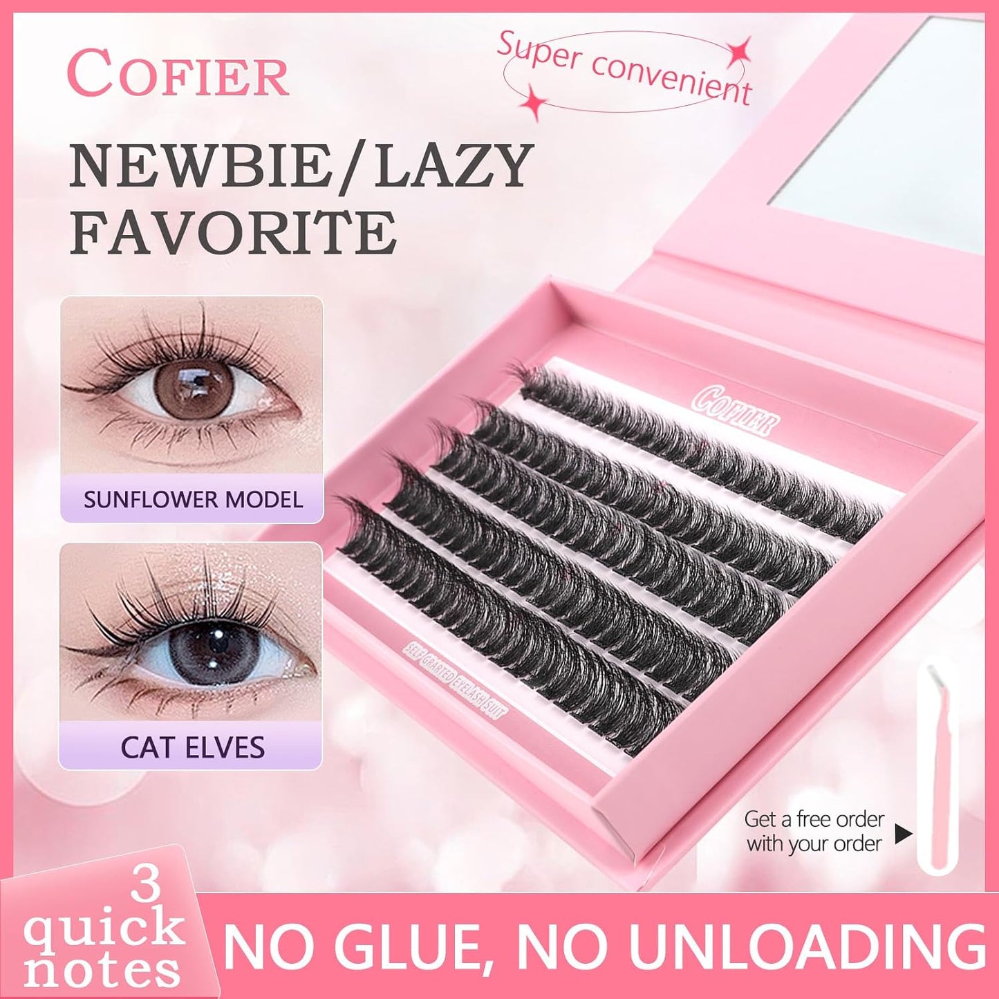 Wispy Lash Clusters Kit - 100 Pcs Individual Eyelash Clusters (12-20mm D Curl) | DIY Extension Kit with Tweezers, Natural Fluffy Lashes for Beginners