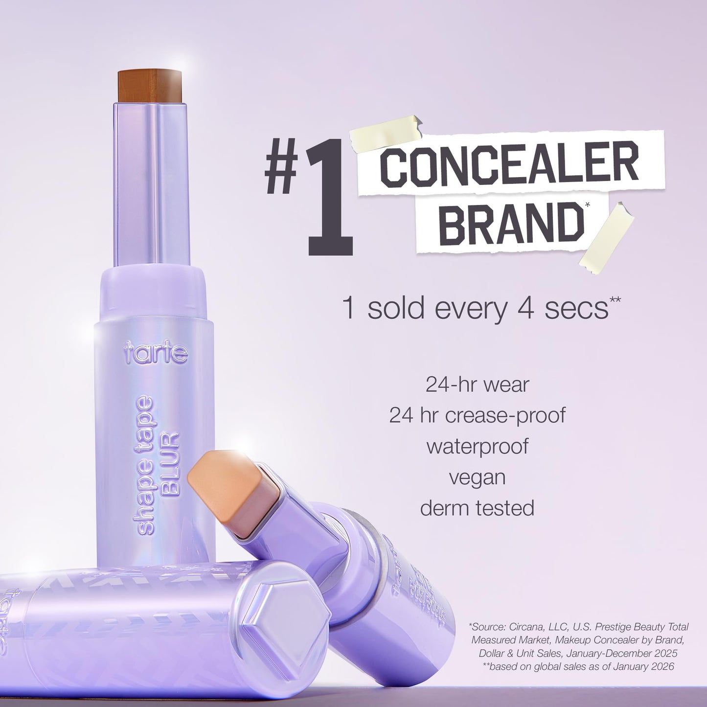 tarte shape tape blur concealer stick - Full Coverage Crease-Proof Makeup, Diamond-Shaped Precision Tip for Instant Eye Lift Effect, 50% Skin-loving Ingredients, Vegan & Cruelty-Free full size, 60W