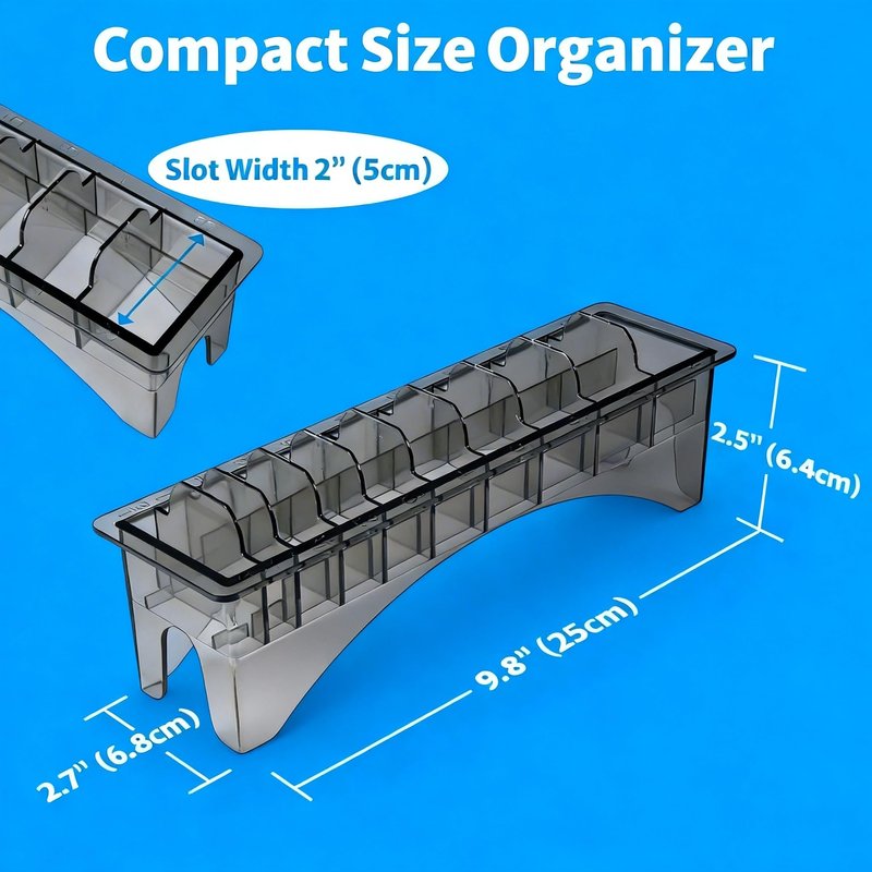 Perfitech Clipper Guard Holder Organizer with 10 Slots, Black, Sturdy Polycarbonate Material