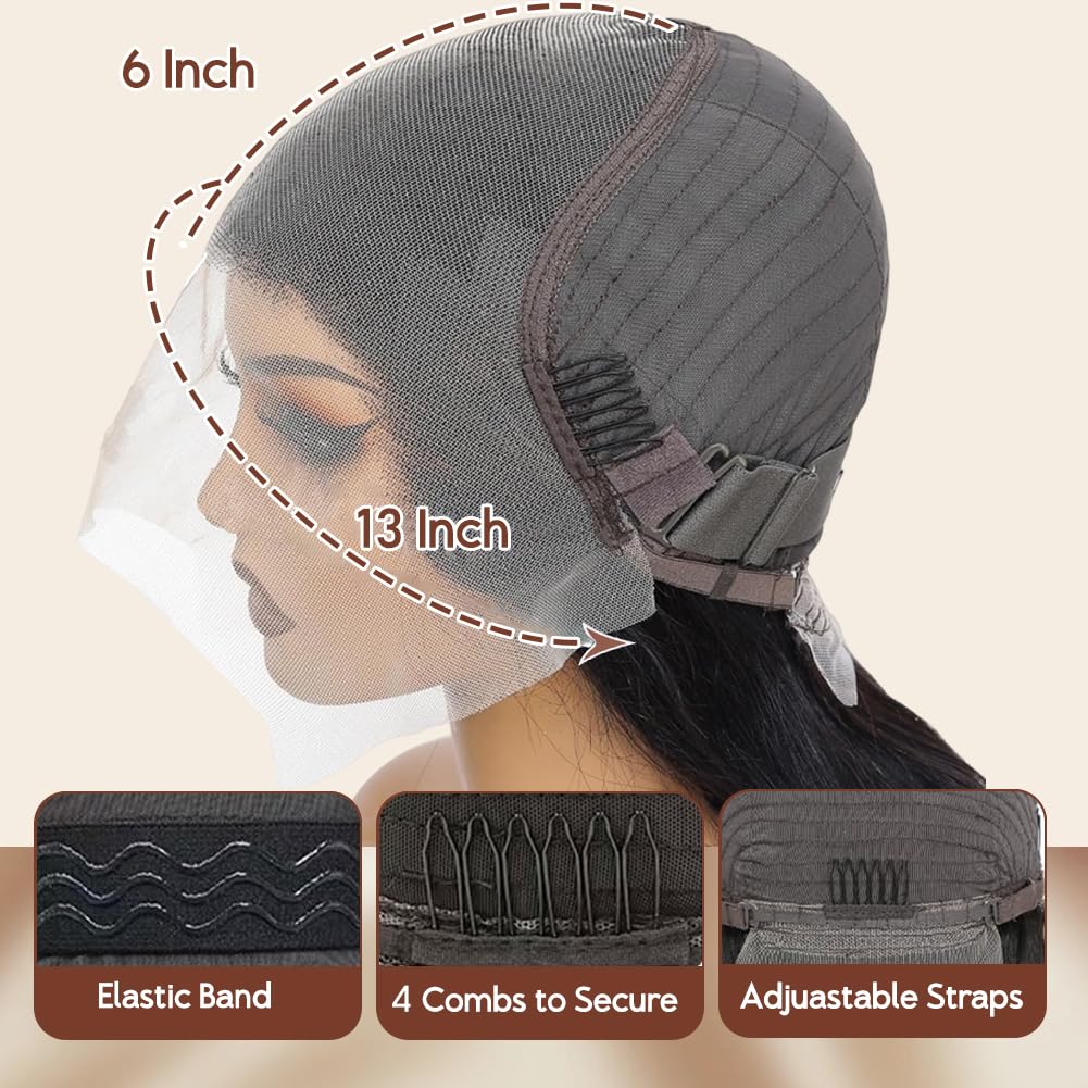 CUTE BEIN 250 Density 13x6 Lace Front Wigs,100% Human Hair, [2-Year Life,250g], 28 Inch Body Wave HD Lace Front Wigs Human Hair Pre Plucked Transparent Frontal Glueless Wigs with Baby Hair