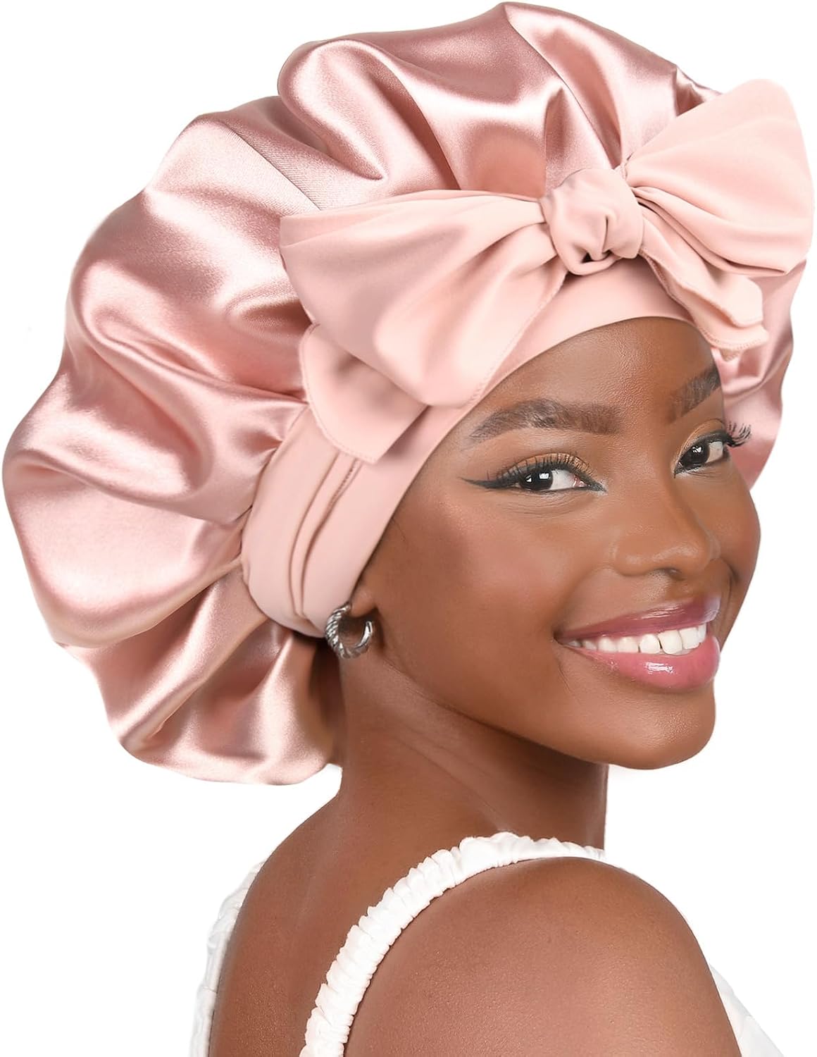 Adjustable Satin Bonnet for Sleeping | Double Layer Hair Wrap to Reduce Friction & Prevent Frizz