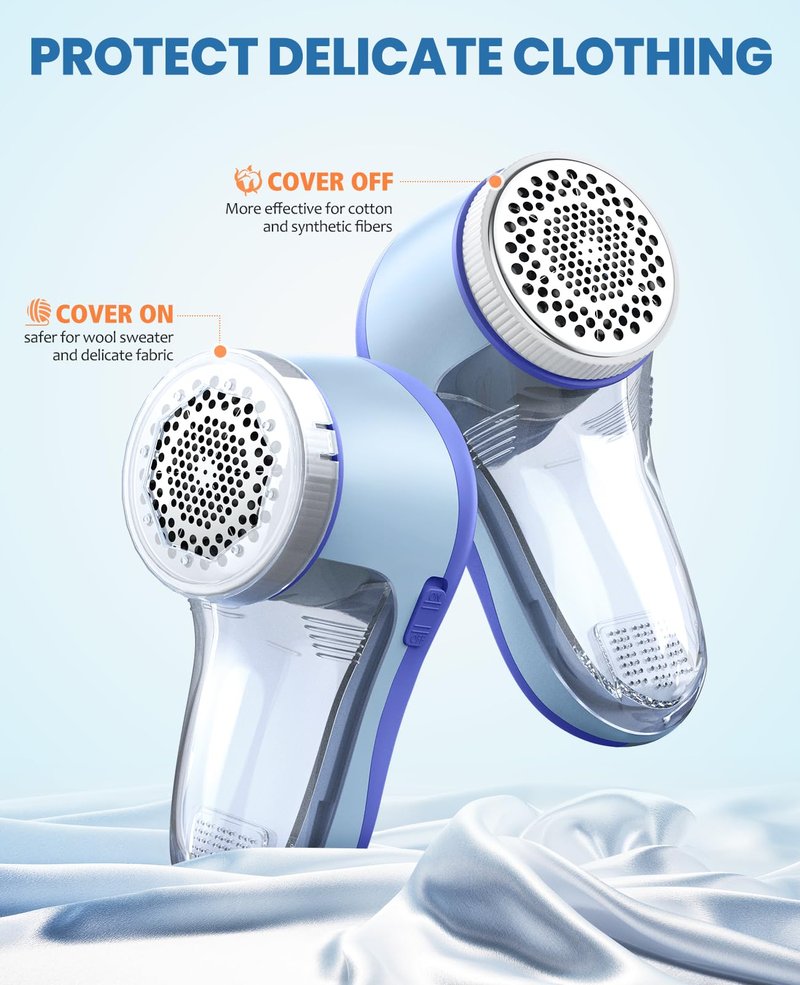 POPCHOSE Fabric Shaver, Lint Remover for Clothes, Electric Lint Shaver with 6-Leaf Blades, Sweater Shavers to Remove Pilling for Clothing, Couch, Furniture, Fuzz, Lint Ball, Bobbles, Bluish-Purple