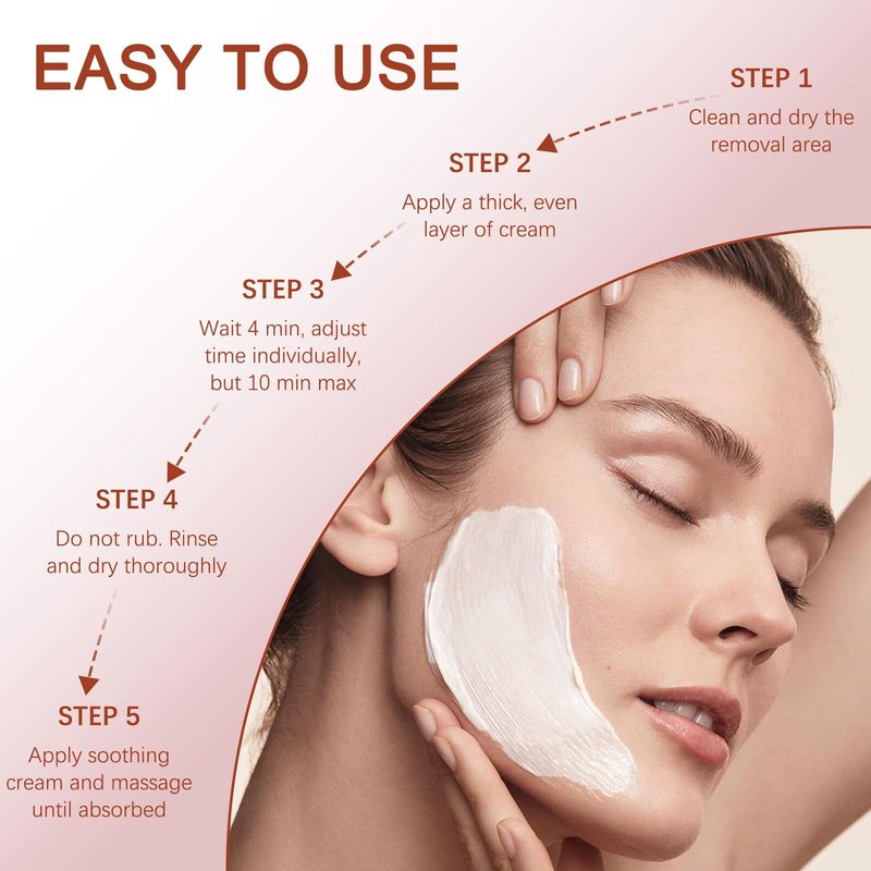 Facial Hair Removal Cream Kit for Women Face – Depilatory & Soothing Cream, 4 Min Painless & Flawless Lip Chin Hair Remover, Gentle for Sensitive Skin Hair Removal (1.69 + 0.34 FL Oz)