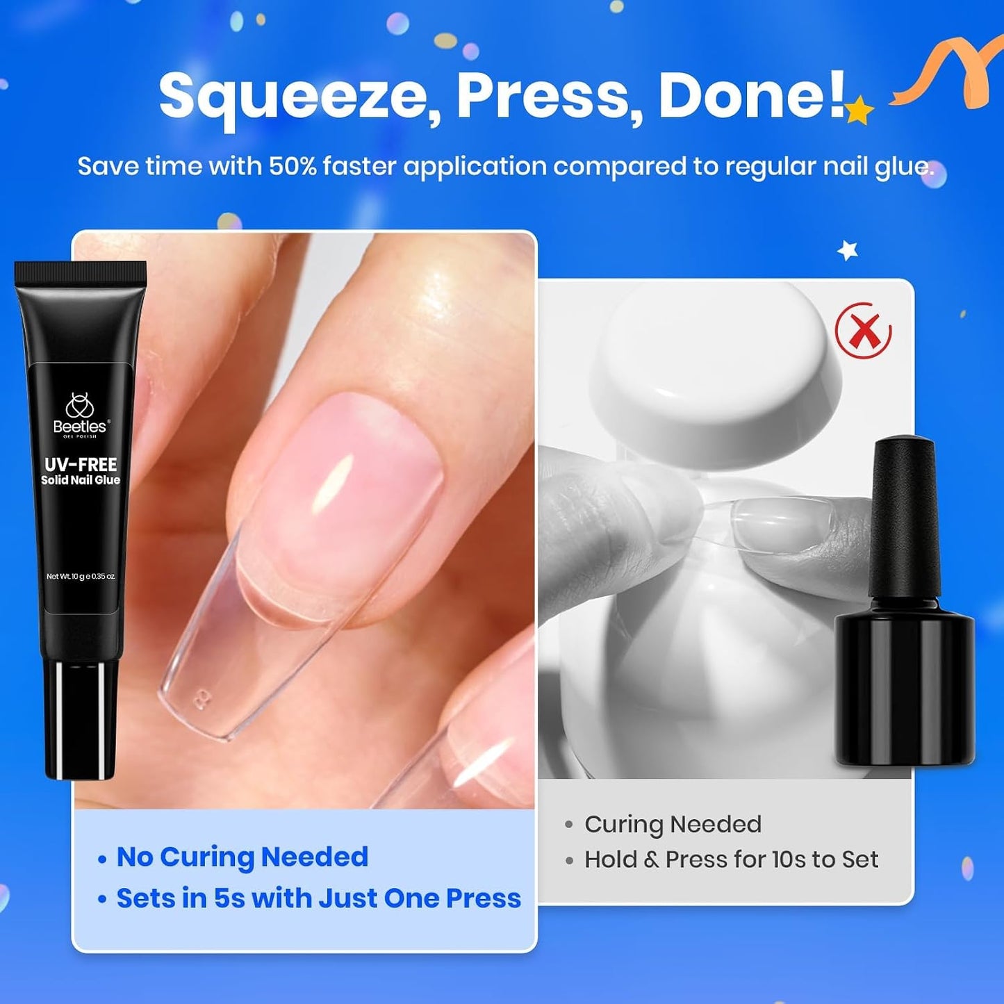 Beetles Super Strong Nail Glue - Quick Drying, Long Lasting Formula for Press-On Nails | 2pcs Set